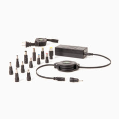 Helix/Retrak Universal Retractable Laptop Charger with 13 Adapter Tips 65W Black