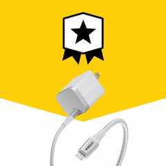 OtterBox Premium Pro Wall Charger 30W USB-C GaN with USB-C to Lightning Cable 6ft Lunar Light (White)