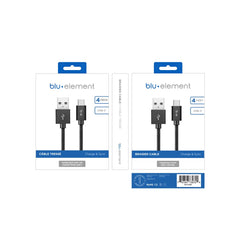 Blu Element Braided Charge/Sync USB-C to USB-A Cable 4ft Black