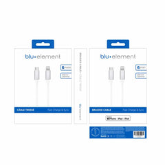 Blu Element Braided Charge/Sync USB-C to Lightning Cable 6ft White