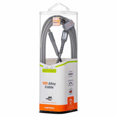 Ventev ChargeSync Alloy USB-C to USB-C Cable 10ft Steel