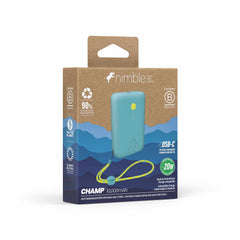 Nimble Champ 10000 mAh 20W PD Battery Dual USB-C Shorebreak Blue