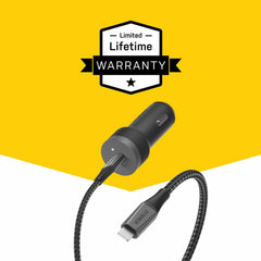 OtterBox Premium Pro Power Delivery Car Charger with USB-C to Lightning Cable 6ft Nightshade (Black)