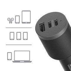 OtterBox Premium Pro Dual USB-C Car Charger with Extra USB-A 72W (USB-C 30WX2 + USB-A 12W) Nightshade (Black)