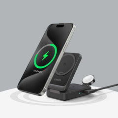 Anker MagGo Qi2 3-in-1 15W Wireless Charging Station with MagSafe Black