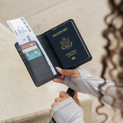 Satechi Vegan-Leather Passport Cover with Find My Black