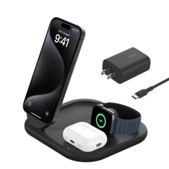 Belkin Qi2 3-in-1 Magnetic Wireless Charging Stand Black