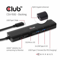 Club3D USB-C 7 in 1 Hub to HDMI 4K60HZ+SDTF Card Slot + 2X USB + USB-C PD + RJ45 Adapter Gray