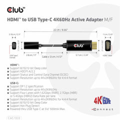 Club3D HDMI to USB-C 4K60Hz Active Adapter Male/Female Black