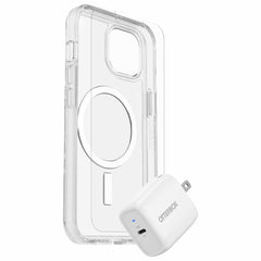 OtterBox Protection+Power Kit (Symmetry+ with MagSafe Clear w/Trusted Glass and Wall Charger 20W) for iPhone 14/13