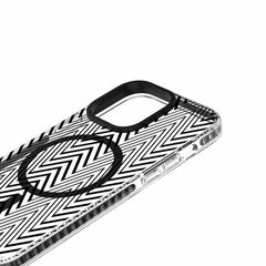 Blu Element Chromatic Print MagSafe Case Black warped Lines for iPhone 15 Pro