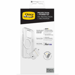 OtterBox Protection+Power Kit (Symmetry Clear Magsafe with Glass + Wall Charger 30W White) for iPhone 15