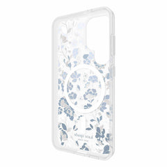 Kate Spade Protective Case Compatible w/MagSafe Flowerbed Blue with Gems for Samsung Galaxy S25