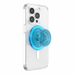 PopSockets PopGrip For MagSafe Round with Adapter Ring Translucent Electric Blue