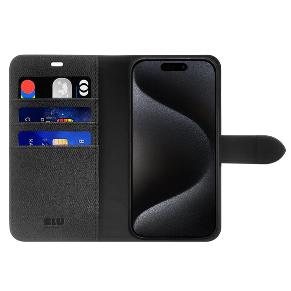 Blu Element Folio 2 in 1 Case Black for iPhone 16 Pro