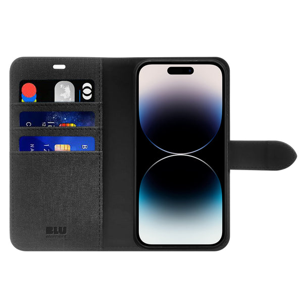 Blu Element Folio 2 in 1 Case Black for iPhone 15 Pro Max