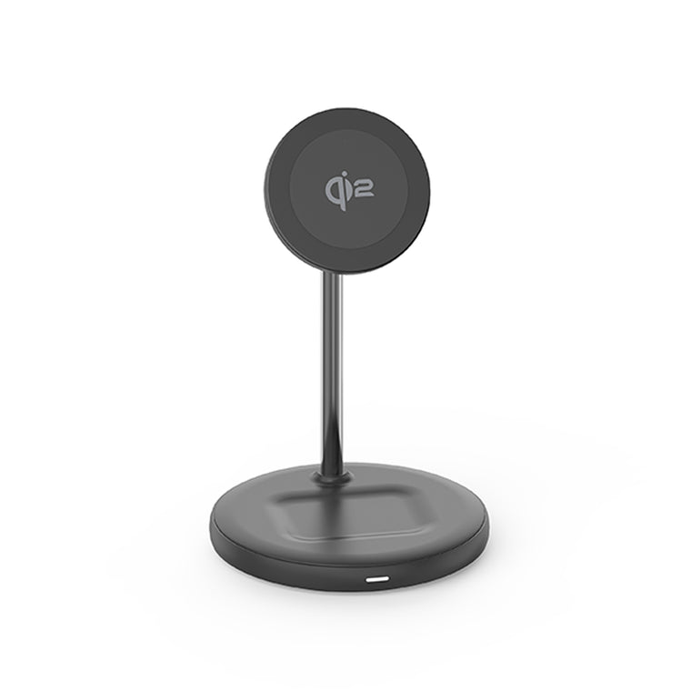 Blu Element Qi2 2-in-1 Wireless Charging Stand 15W MagSafe-Compatible Black