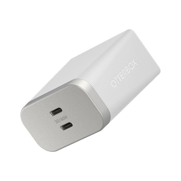 OtterBox Premium Pro Dual USB-C Wall Charger 60W GaN Lunar Light (White)