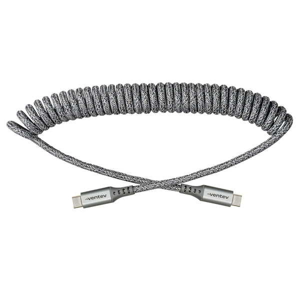 Ventev Charge/Sync Coiled USB-C to USB-C Cable 3ft Gray