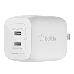 Belkin BoostCharge Wall Charger Dual USB-C GaN 45W White